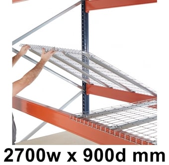 picture of BiGDUG Pallet Racking Galvanised Wire Mesh Deck With 4x Supports - 2700w x 900d mm Levels - [BDU-MPMDKIT2790]