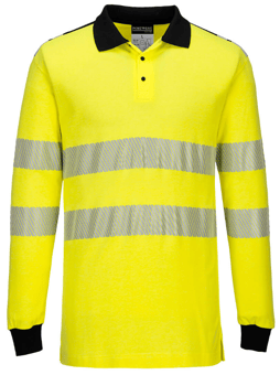 picture of Portwest FR702 - PW3 Flame Resistant Hi-Vis Polo Shirt Yellow/Black - PW-FR702YBR
