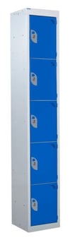 picture of QMP Standard Locker - 5 Compartment - Dark Blue Doors - 1800H x 300W x 450D mm - [QM-LS1830455BXX]