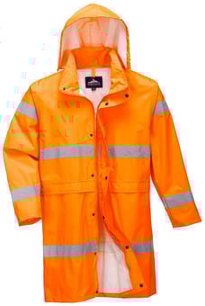 Picture of Portwest - Orange Hi-Vis Rain Long Coat - PW-H442ORR