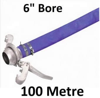 picture of 100 Metre 6" Bore - Blue PVC Layflat Hose Assemblies - 107kg - [HP-LFA6-100M]