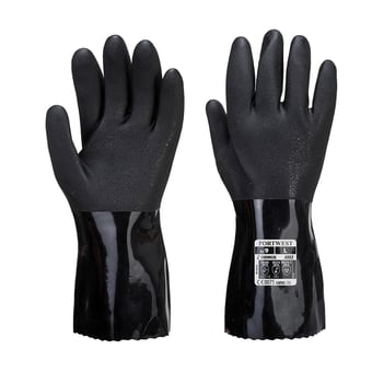 Picture of Portwest A882 ESD PVC Black Chemical Gauntlet - Pair - [PW-A882BKR] - (DISC-R)