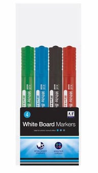 picture of Anker 4 Colour Pack of Dry-Wipe Whiteboard Markers - [AF-5012128123443] - (DISC-R)