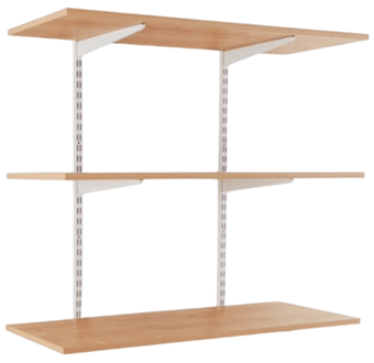 Picture of BiGDUG White Twin Slot Shelving Kit - 1000h x 1000w x 300d mm - 3 Oak Melamine Levels - [BDU-TSW1033O]
