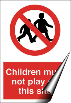 picture of Children Not Play on Site Sign - 400 x 600Hmm - Self Adhesive Vinyl - [AS-PR118-SAV]