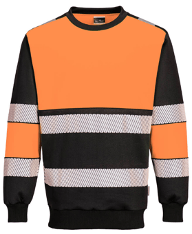 picture of Portwest PW376 - PW3 Hi-Vis Class 1 Sweatshirt Orange/Black - PW-PW376OBR