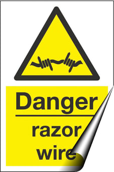 Picture of Danger Razor Wire Sign - 200 x 300Hmm - Self Adhesive Vinyl [AS-WA102-SAV]