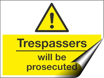 picture of Trespassers will be Prosecuted Sign - 600 x 450Hmm - Self Adhesive Vinyl [AS-WA133-SAV]