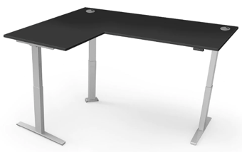 picture of Yo-Yo DESK PRO 3 L-Shape Standing Desk Silver Frame - Black Desk Top - YYO-YD-PRO-3-S/1400800+600800BLA
