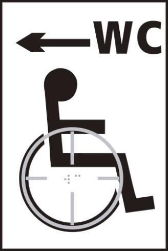 picture of Spectrum Disabled WC Arrow Left – Taktyle 150 x 225mm - SCXCO-CI-TK0024BKWH