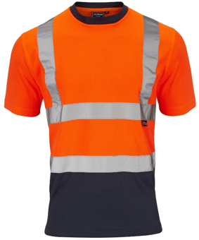picture of Supertouch Hi-Vis 2 Tone Bird Eye T-Shirt Orange/Navy - ST-SHV-351891 - (NICE)