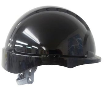 picture of JSP - The New EVO2 Black Safety Hard Hat - Non Vented - Short Peak & Slip Ratchet Harness - [JS-AJG030-001-100] - (DISC-X)