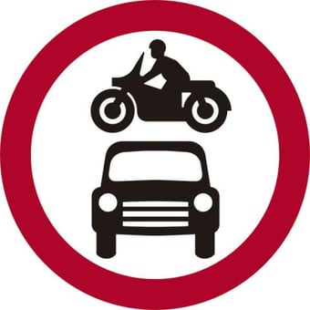 Picture of Spectrum 600mm dia. Dibond Motor Vehicles Prohibited Road Sign - Without Channel - SCXO-CI-14712-1