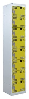 picture of QMP Tool Charging Locker - Perforated Door - Standard Plug - 8 Compartment - Yellow - 1800H x 300W x 450D mm - [QM-BL1830458YPX]
