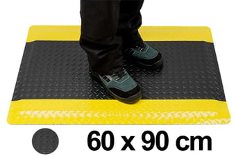 picture of Black With Yellow Trim PVC Industrial Anti-Fatigue Mat - 600 x 900 x 10mm - [PW-MT50BKR] - (DISC-R)