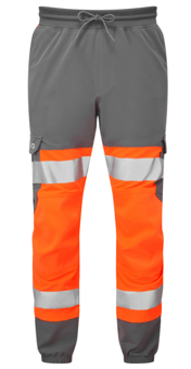 Picture of Hawkridge CL 1 EcoViz Jog Trousers Orange/Grey - Short Leg - LE-JT01-O/GY-S - (LP)