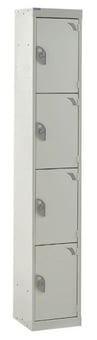 picture of QMP Standard Locker - 4 Compartment - Light Grey Doors - 1800H x 300W x 300D mm - [QM-LS1830304LXX]