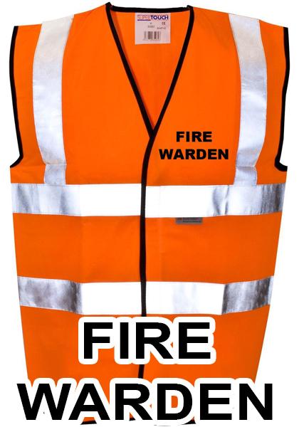 picture of Value FIRE WARDEN Printed Front and Back in Black - Hi Visibility Vest - Orange - Class 2 EN20471 CE Hi-Visibility - ST-35281