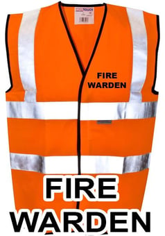 picture of Value FIRE WARDEN Printed Front and Back in Black - Hi Visibility Vest - Orange - Class 2 EN20471 CE Hi-Visibility - ST-35281 - (HP)