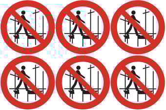 Picture of Safety Labels - Scaffolding Incomplete Symbol (24 pack) 6 to Sheet - 75mm dia - Self Adhesive Vinyl - [IH-SL13-SAV]