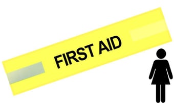 picture of Yellow - Ladies Pre Printed Arm band - First Aid - 10cm x 45cm - Single - [IH-ARMBAND-Y-FA-B-S]
