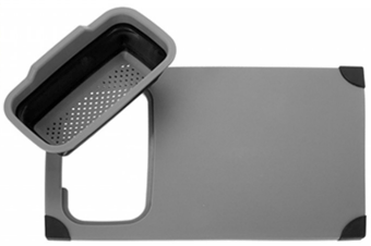 picture of Summit Pop Non Slip Chop Board With Folding Colander Black - [PI-666068]