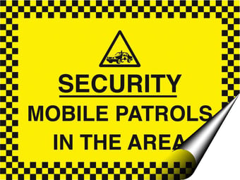 picture of Security Mobile Patrols in the Area Sign - 400 x 300Hmm - Self Adhesive Vinyl - [AS-SEC13-SAV]