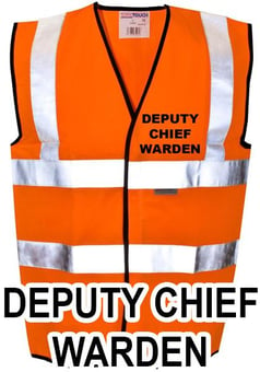 picture of Value DEPUTY CHIEF WARDEN Printed Front and Back in Black - Hi Visibility Vest - Orange - Class 2 EN20471 CE Hi-Visibility - ST-35281