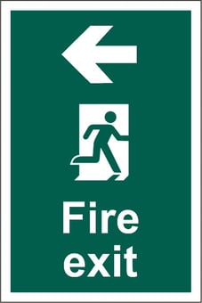 picture of Fire Exit Sign - Arrow Left - Complies to BS 5499 (Part 4) 2000 - 200 x 300Hmm - Rigid Plastic - [AS-SA130-RP]