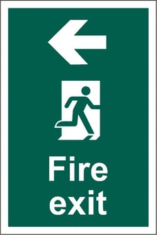 Picture of Fire Exit Sign - Arrow Left - Complies to BS 5499 (Part 4) 2000 - 200 x 300Hmm - Rigid Plastic - [AS-SA130-RP]