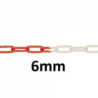 picture of M-FERRO Signal 6 - Red/White - Steel Barrier Chain - 6mm Gauge - Galvanised and Plastic Coated - 1m Length - [MV-213.12.984]