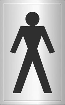 picture of Prestige Gents Toilet Man Sign LARGE - Silver Effect - 125 x 200Hmm - 1.5mm Aluminium - [AS-SAT27A-ALU]