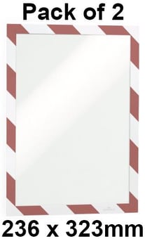 picture of Durable - Self-adhesive Infoframe DURAFRAME® SECURITY Red/White A4 - 236 x 323mm - Pack of 2 - [DL-4944132]