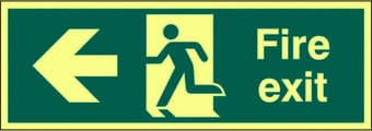 picture of Photoluminescent Fire Exit Sign - Arrow West - 400 x 150Hmm - Self Adhesive Rigid Plastic - [AS-PH2-SARP]