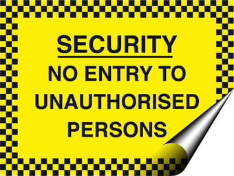 Picture of Security No Entry to Unauthorised Persons Sign - 400 x 300Hmm - Self Adhesive Vinyl - [AS-SEC3-SAV]