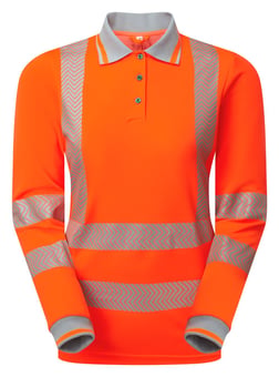 picture of PULSAR LIFE Women's Long Sleeve Polo Shirt Orange - Bamboo Content - PR-LFE976-NB-ORG