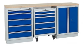 picture of BiGDUG 2041mm Wide Workbench - 1x Roll Cabinet - 5 Drawer Cabinet - 2 Door Cupboard - Multiplex - [BDU-TGC4R1GBM] - (LP)