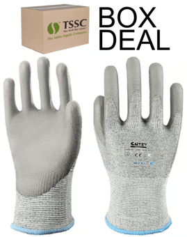 picture of Cutzy Basic - Cut Resistant Level C - Safety Grey Gloves - Box Deal 120 Pairs - IH-CAS-CPE13009-WH2