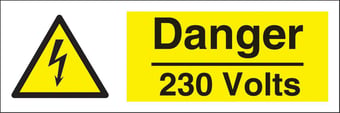 picture of Danger 230 Volts Sign LARGE - 600 x 200Hmm - Rigid Plastic - [AS-WA245-RP]