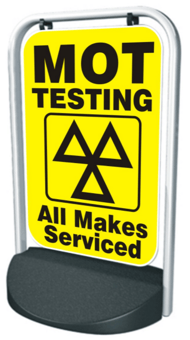 Picture of Swinger Pavement Forecourt Sign - MOT All Makes Serviced - 500 x 750mm - [PSO-PSS7750-13-2]