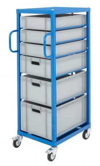 picture of Euro Container Trolley - 1350h x 465w x 715d mm - 3 x 20L 1 x 30L 1 x 42L 1 x 54L Boxes - [BDU-UZECTS4]