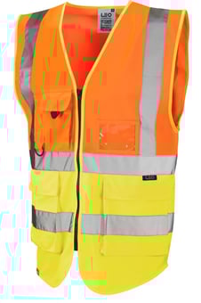 picture of Leo Lynton EcoViz Superior Waistcoat - Hi-Vis Orange/HV Yellow - LE-W11-O/Y