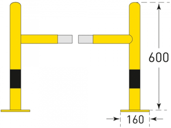 picture of TRAFFIC-LINE Column Protector - Outer Dims. 600 x 620 x 620mm - Inner Dims. 500 x 500mm - Hot Dip Galvanised + Powder Coated - Yellow/Black - [MV-200.23.561] - (LP)