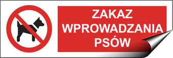 picture of Polish Safety Sign - Zakaz Wprowadzania Psow / No Dogs LARGE - 600 X 200Hmm - Self Adhesive Vinyl - [IH-PL07L-SAV]