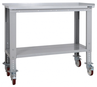 Picture of BiGDUG Heavy Duty Height Adjustable Mobile Workbench - 860-1280h x 1215w x 600d mm - Steel Worktop - [BDU-HDMWB126S]