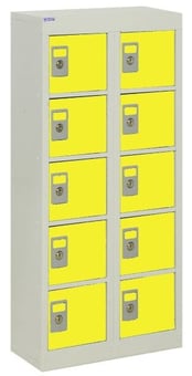 picture of QMP Wall-Mounted Personal Effects Locker - 10 Compartment - Yellow Doors - 940H x 450W x 190D mm - [QM-LR944519WYXX]