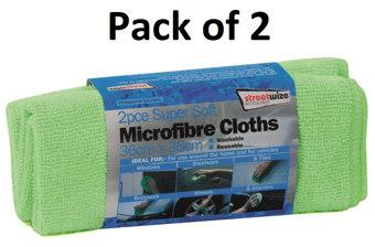 picture of Streetwize - Super Soft Microfibre Glass Towel - 36cm x 36cm - Pack of 2 - [STW-SWCR5]