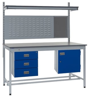 Picture of Square Tube Workbench - Laminate Top - 840H x 1800W x 750D mm - Triple Drawer, Louvre Panel - [QM-BQ841875PX7C]