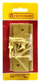 Picture of Centurion Solid Drawn Butt Hinges DPBW (1 Pair) - 4" x 3" x 3.5mm - [CI-CH293P]