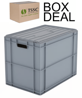 picture of BiGDUG Euro Stacking Box with Hinged Lid - 455h x 400w x 600d mm - 84L - Grey - Box Deal of 10 - [IH-BDU-BNB4644LG] - (LP)
